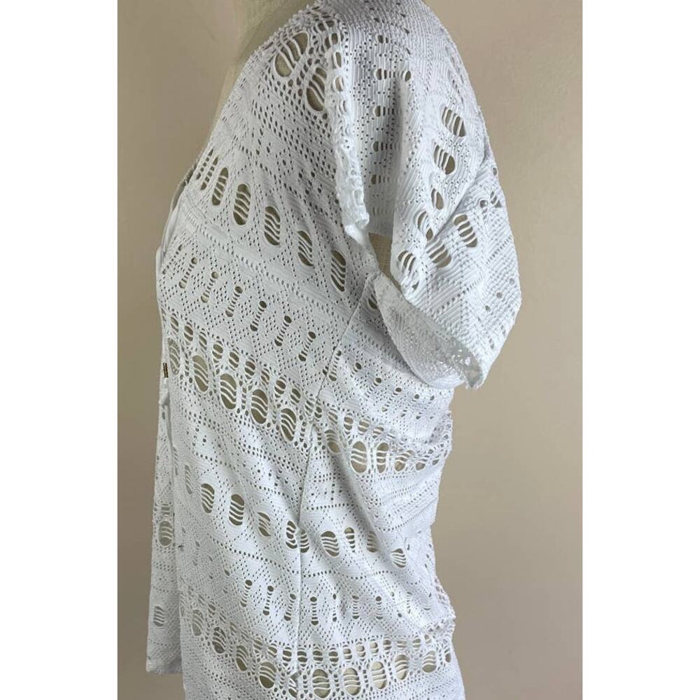 Wave Zone Womens White Swim Cover Up Top Small Cap Sleeve - Picture 8 of 11
